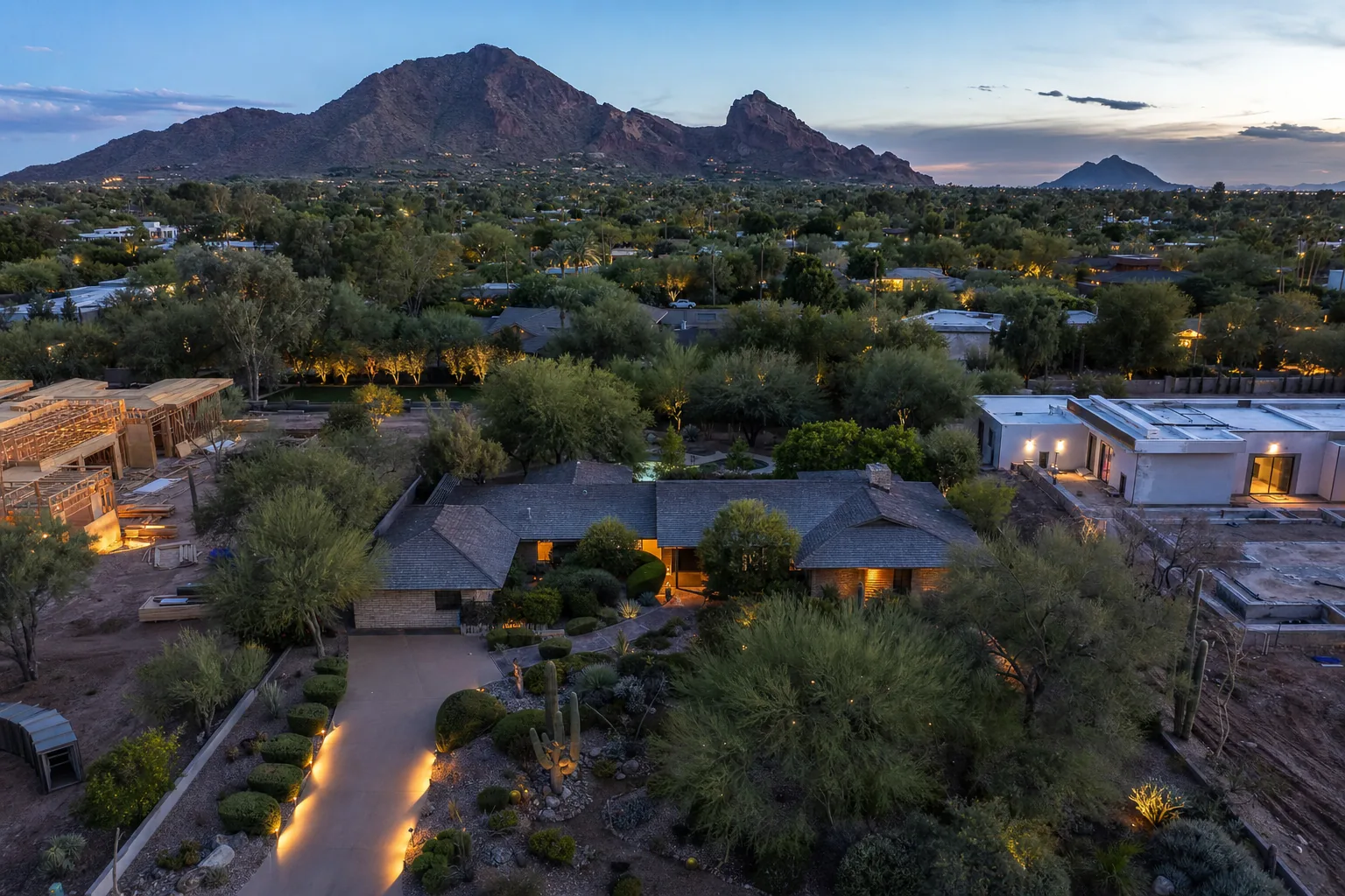 Aerial view of a large lot in Paradise Valley